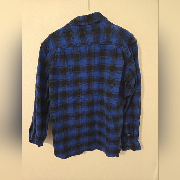 CARHARTT Flannel Plaid Shirt Men Size Medium Relaxed Fit Long Sleeve Blue Black - Picture 2 of 6